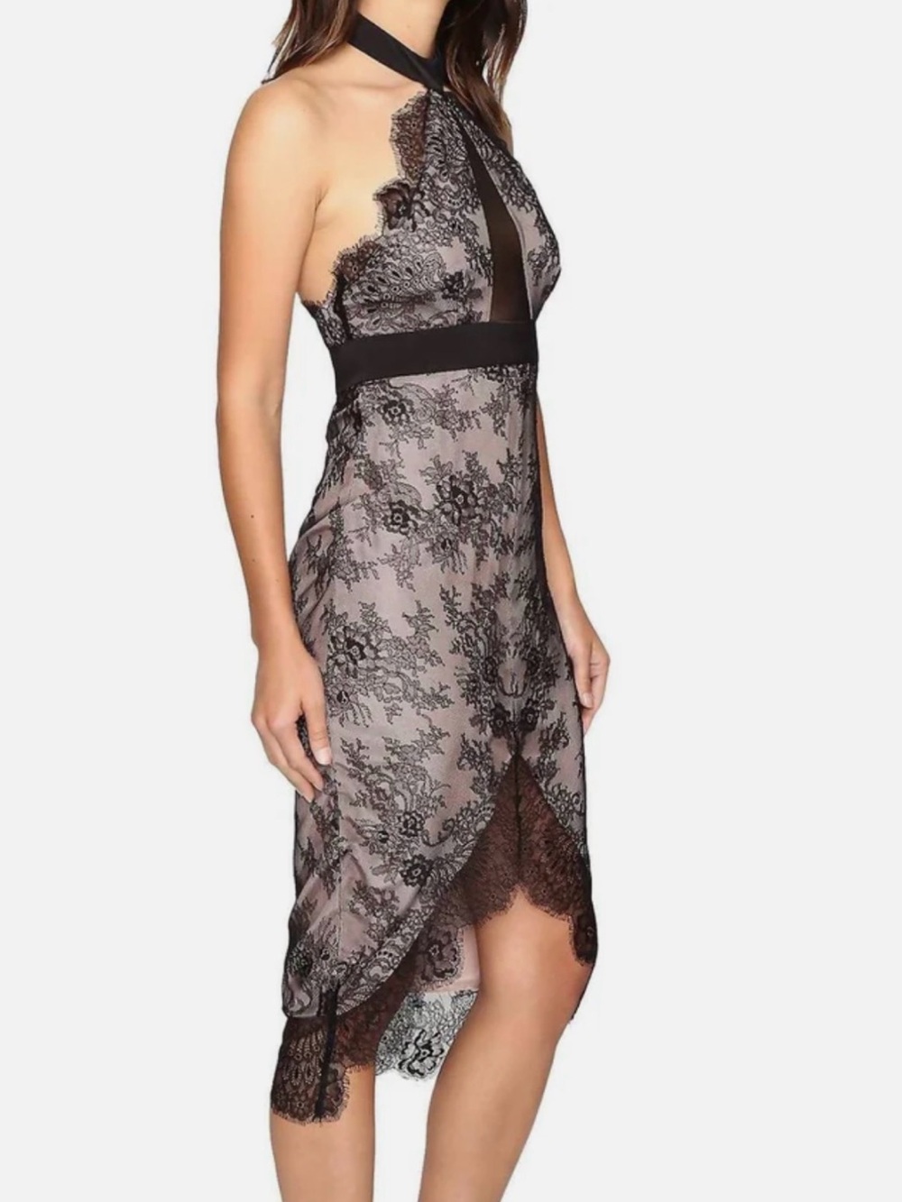 Stylestalker Allende Midi Dress Black Lace
